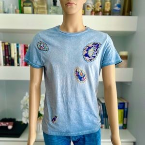 Mens Blue Short Sleeve T Shirt Size L Large Embroidered BOB Your Personal Colour